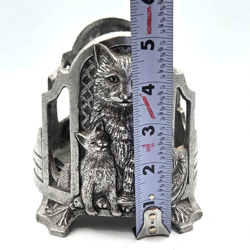 Vintage‎ Cat & Kitten Pewter Jar Candle Holder 1998 Carson Pewter Large Footed